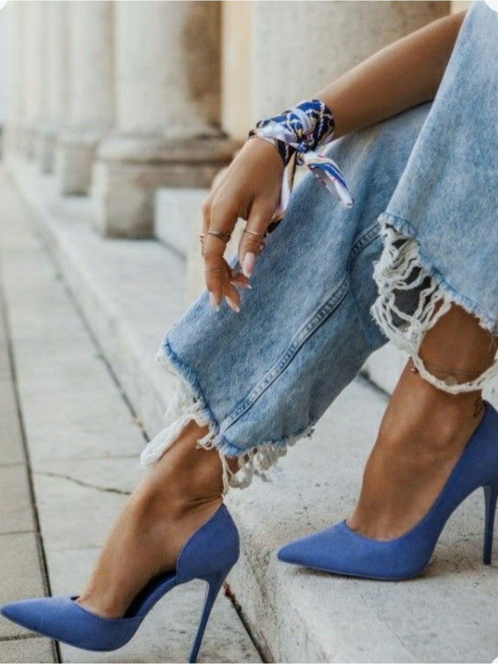 Zara Woman Royal Blue Suede D'Orsay Pointed-Toe Heels